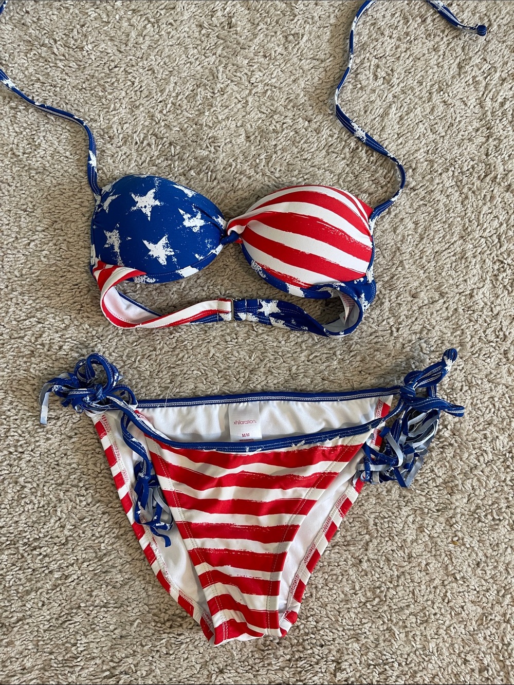 Xhilaration Red & Blue Stars and Stripes juniors medium Bikini